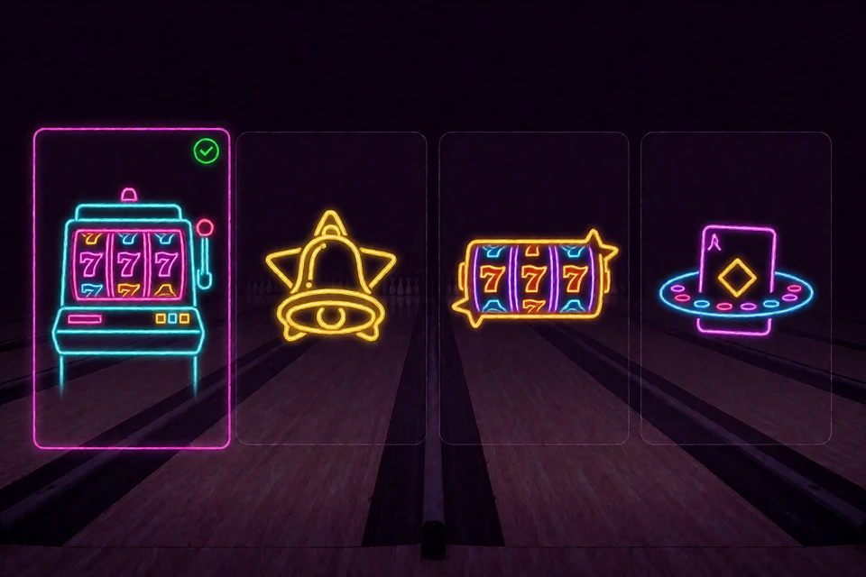 Neon-Spielebibliothek mit Slots, Jackpots, Megaways und Live Casino bei DudeSpin