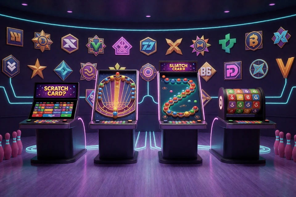 Instant-Win-, Crash-, Plinko- und Bingo-Kategorien neben dem DudeSpin Provider-Angebot